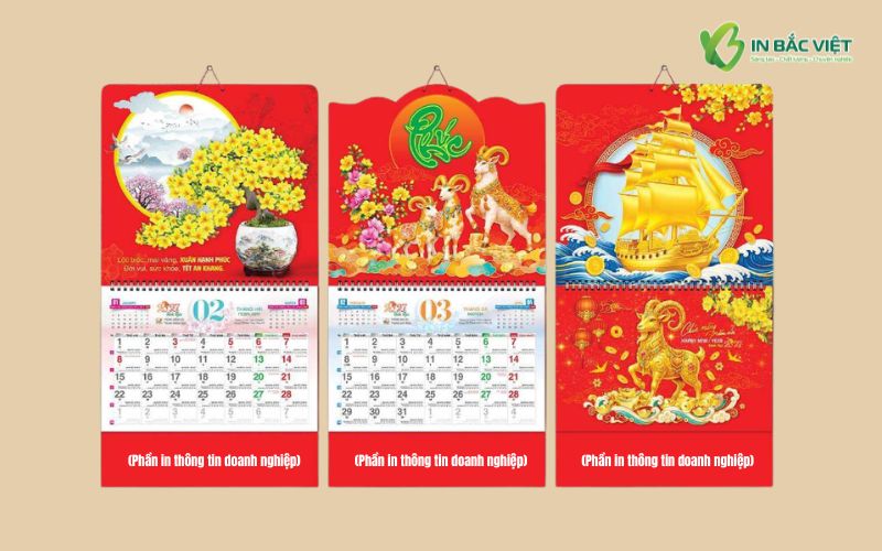 Tổng hợp mẫu lịch Tết Đinh Mùi 2027 treo tường 13 tờ được yêu thích
