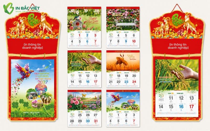 Báo giá in lịch Tết treo tường 52 tuần 2027 với mẫu lịch phôi dành cho doanh nghiệp