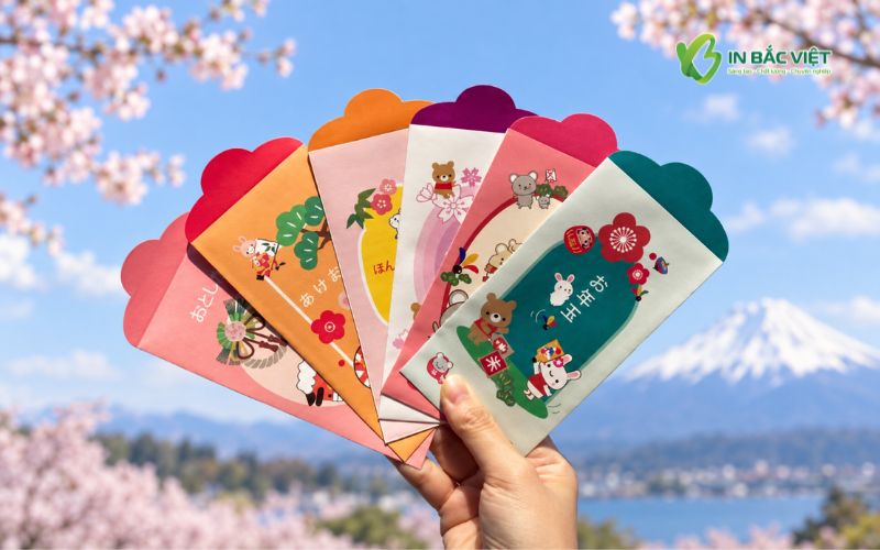 Bộ sưu tập mẫu phong bao lì xì Nhật Bản đẹp, đa dạng màu sắc