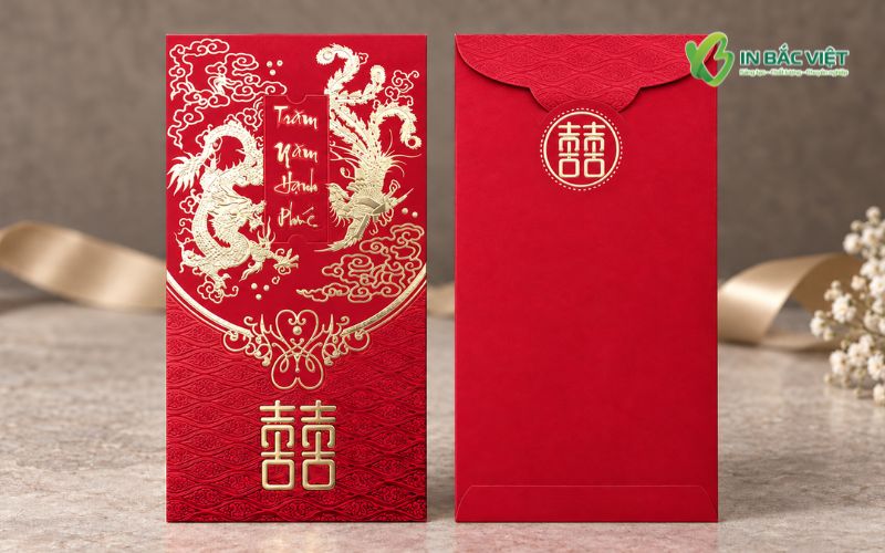 Mẫu phong bao lì xì bưng quả thiết kế sang trọng