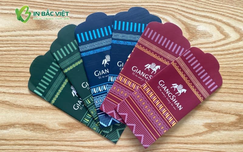 Bao lì xì doanh nghiệp GiangShan in logo thương hiệu, họa tiết truyền thống sang trọng