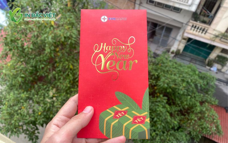 Bao lì xì ép kim vàng EVN Hà Nội sang trọng, nổi bật dịp Tết