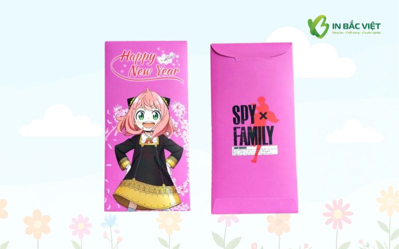 Bao lì xì hoạt hình anime đáng yêu với thiết kế nhân vật dễ thương, màu sắc tươi sáng