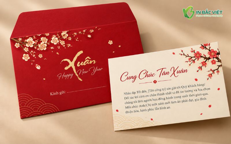 Bộ thiệp chúc Tết kèm phong bì chuyên nghiệp