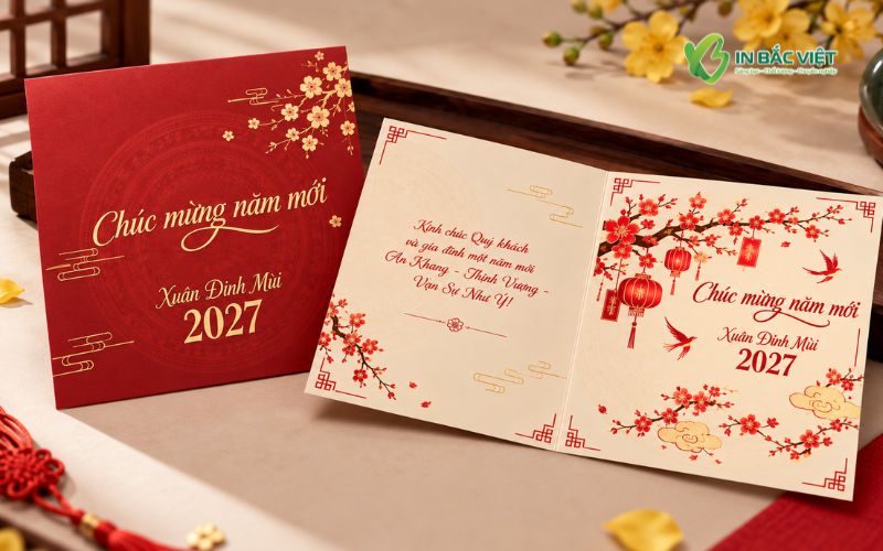 Bộ thiệp Tết doanh nghiệp kèm phong bì cao cấp, sang trọng