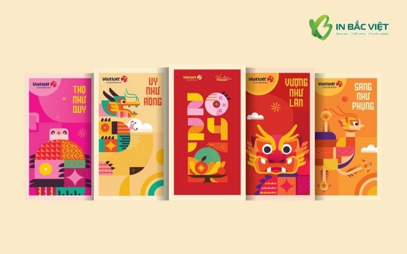 Mẫu lì xì meme hình con giáp thiết kế độc đáo, phong cách hình khối hiện đại và màu sắc nổi bật