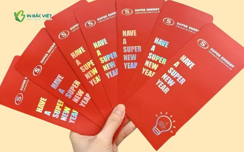 Mẫu phong bao lì xì ép nhũ 7 màu tạo hiệu ứng ánh kim chuyển sắc nổi bật