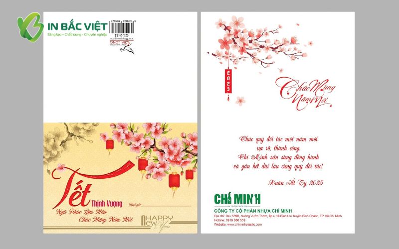 Mẫu thiệp chúc Tết khách hàng của Công ty cổ phần nhựa Chí Minh thiết kế trang nhã và hiện đại