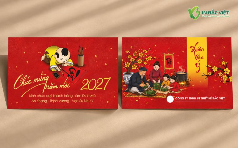 Thiệp chúc mừng năm mới 2027 phong cách truyền thống