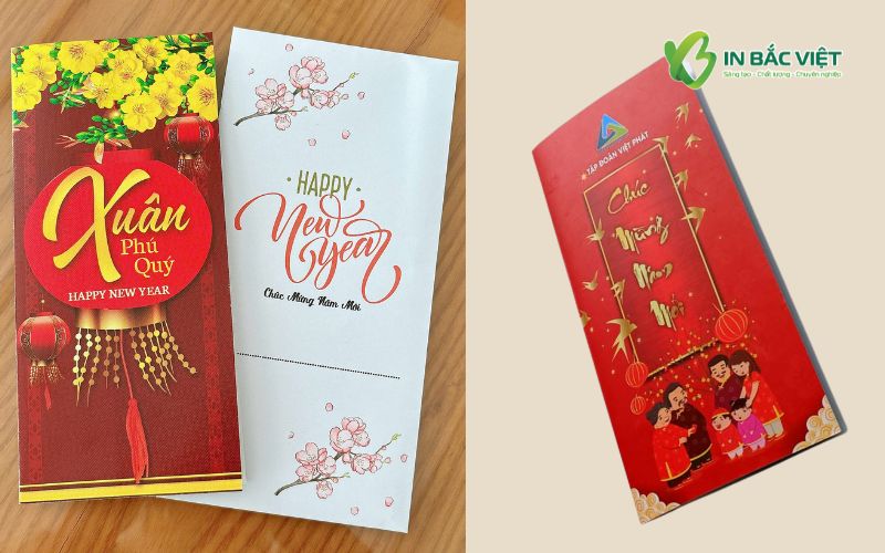 Các mẫu thiệp Tết truyền thống kèm phong bì đựng thiệp