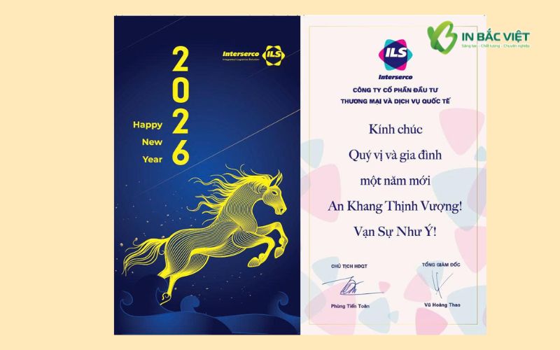 Thiệp chúc mừng năm mới 2026 in 2 mặt của Công ty ILS