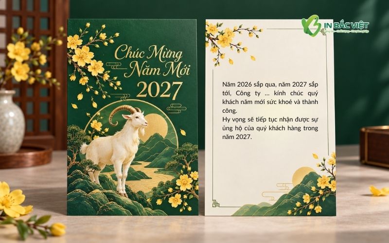 Thiệp đơn chúc mừng năm mới 2027 đẹp dành cho công ty