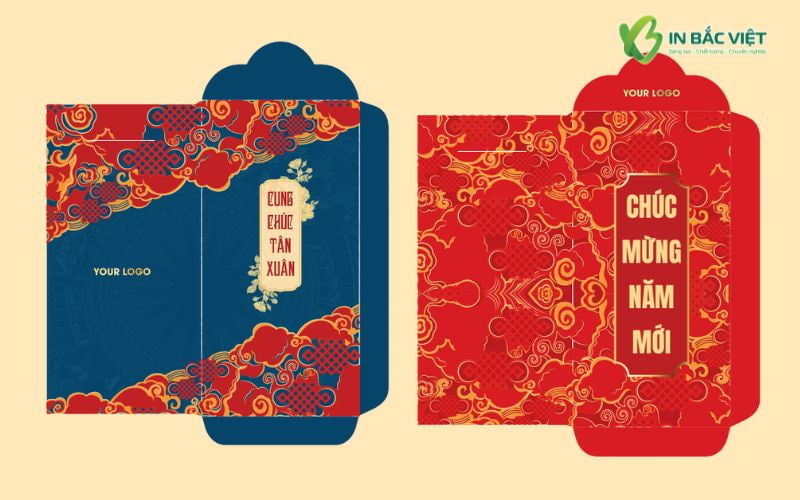 Bao lì xì chúc mừng năm mới với hoa văn trang trí nổi bật, thiết kế sang trọng và bắt mắt