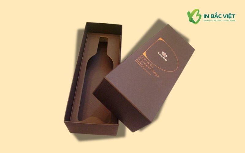 Hộp đựng rượu 1 chai kiểu dáng nắp rời, thiết kế gọn gàng, sang trọng