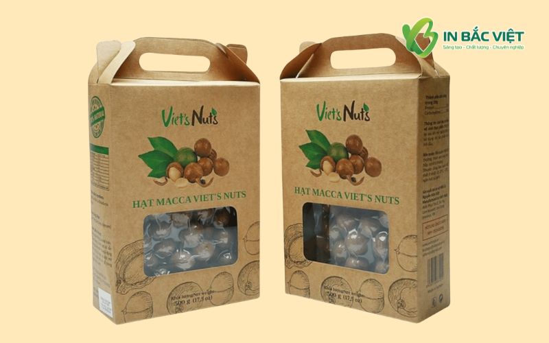 In hộp đựng hạt Macca bằng chất liệu giấy Kraft