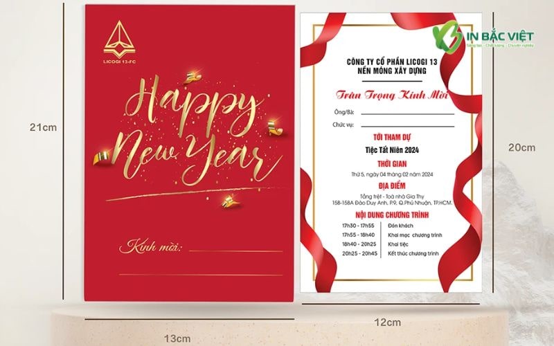 Kích thước thiệp mời tất niên