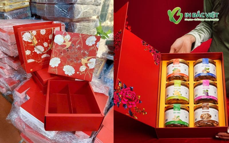 Mẫu hộp quà Tết hạt nông sản sang trọng