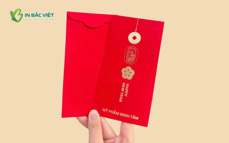 Mẫu lì xì nhung đỏ phong cách tối giản, thiết kế tinh tế cho doanh nghiệp