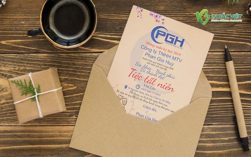 Mẫu thiệp mời tất niên thiết kế đơn giản