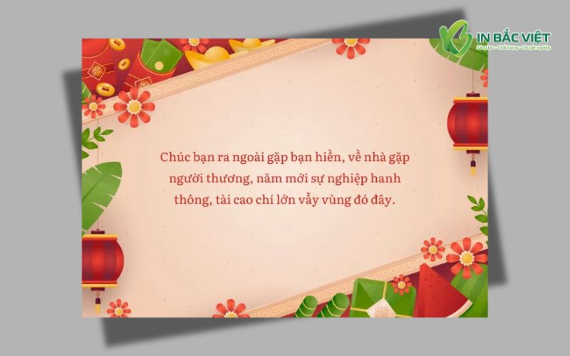 Mẫu thiệp chúc Tết bạn bè đẹp với lời chúc hay và hình minh họa Tết