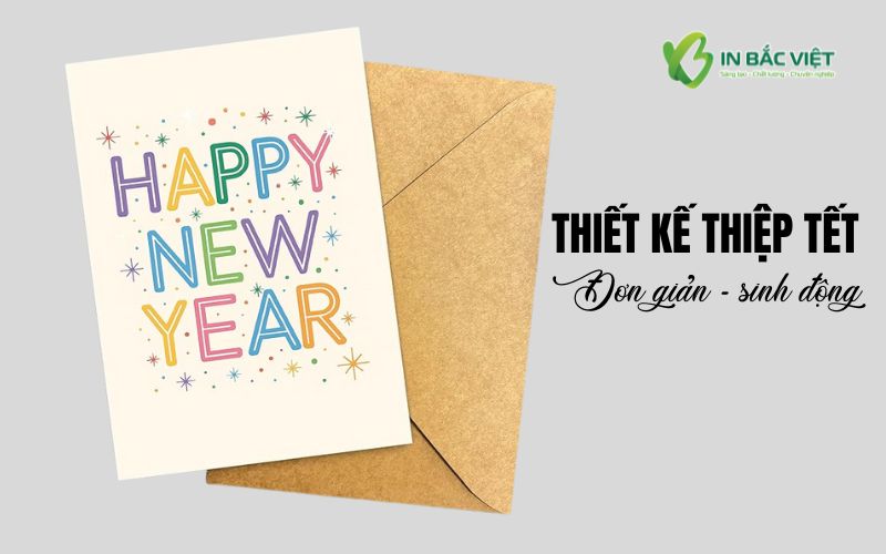 Mẫu thiết kế thiệp Tết đơn giản và sinh động dành cho bạn bè