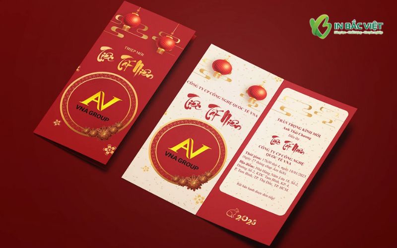 Thư mời tiệc tất niên cao cấp với thiết kế đỏ – vàng sang trọng