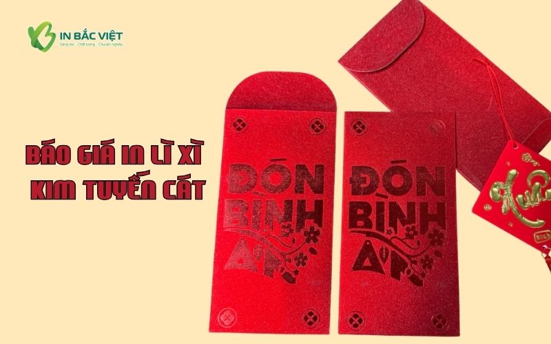 Báo giá in phong bao lì xì Tết cán màng kim tuyến cát tại Xưởng In Bắc Việt