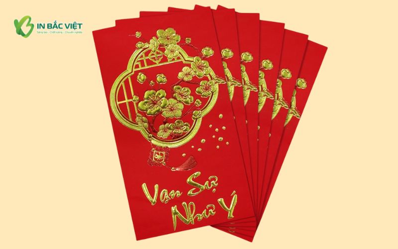 Bao lì xì dập nổi logo và họa tiết sang trọng dành cho doanh nghiệp, công ty