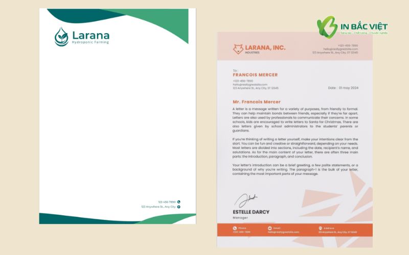 Giấy tiêu đề thư tiếng Anh thiết kế hiện đại, phù hợp giao dịch doanh nghiệp quốc tế