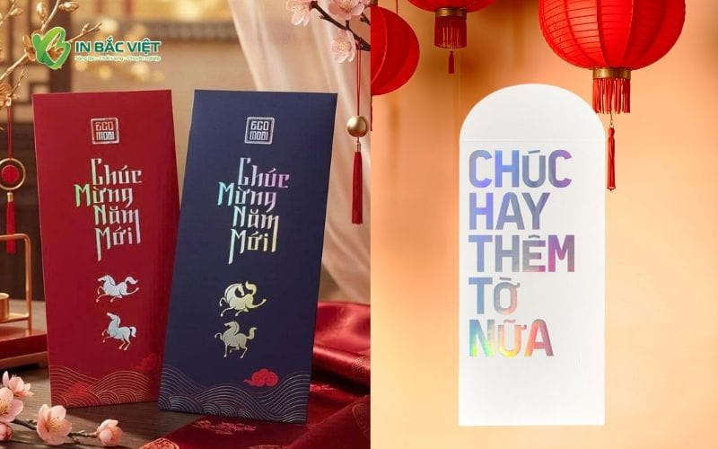 Lì xì công ty doanh nghiệp ép kim 7 màu tạo hiệu ứng ánh kim nổi bật