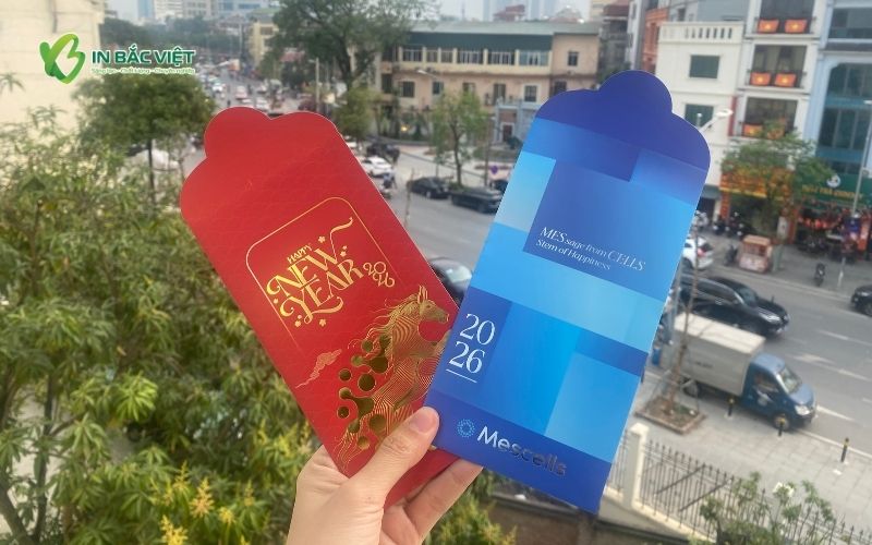 Lì xì doanh nghiệp ép kim vàng, bạc logo và biểu tượng thương hiệu