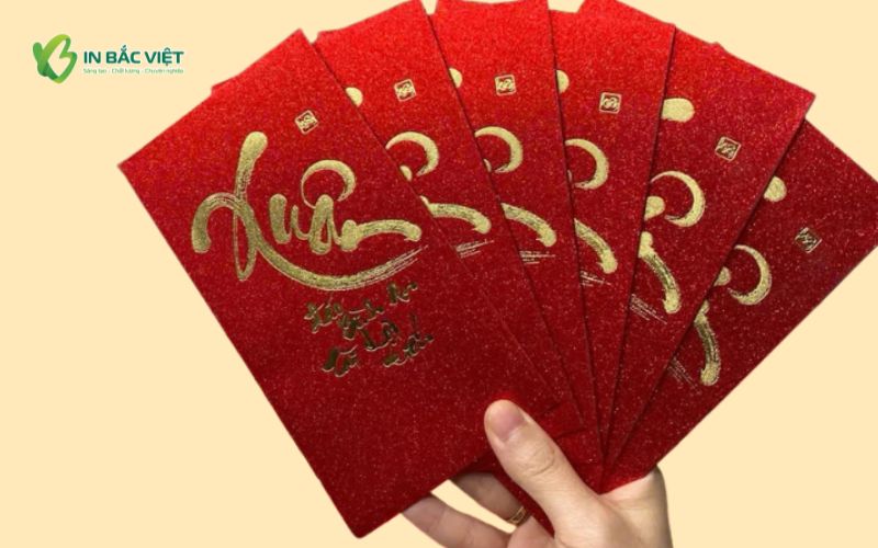 Lì xì kim tuyến cát cao cấp với hiệu ứng lấp lánh sang trọng