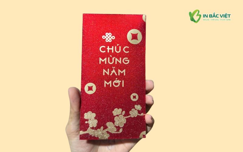 Mẫu bao lì xì cán màng kim tuyến cát lấp lánh, thiết kế tinh tế và chỉn chu