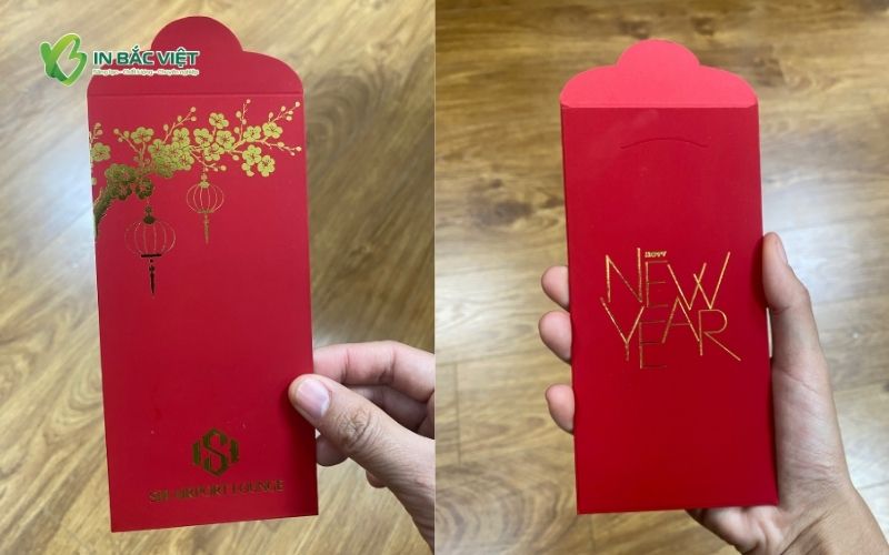 Mẫu lì xì giấy nhung đỏ ép kim chuyên nghiệp