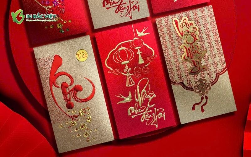 Mẫu lì xì kim tuyến cát tạo hiệu ứng lấp lánh sang trọng, cao cấp