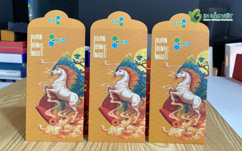 Mẫu lì xì màu vàng hình con ngựa, thiết kế nổi bật cho Xuân Bính Ngọ 2026