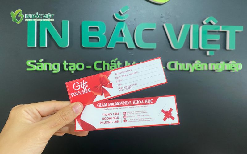 In gift voucher học tiếng Anh uy tín, chất lượng tại Công ty TNHH In Thiết Kế Bắc Việt