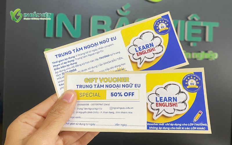 Mẫu coupon ưu đãi 50% khóa học tiếng Anh dành cho học viên đăng ký mới