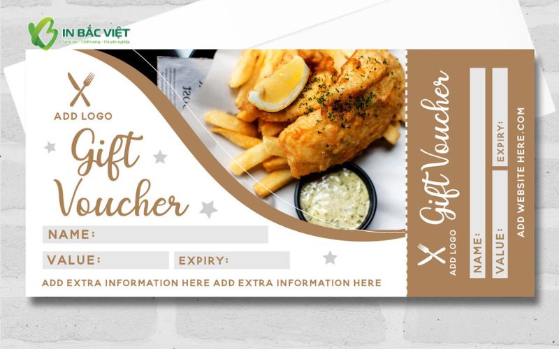 Mẫu gift voucher ẩm thực bằng tiếng Anh với thiết kế hiện đại