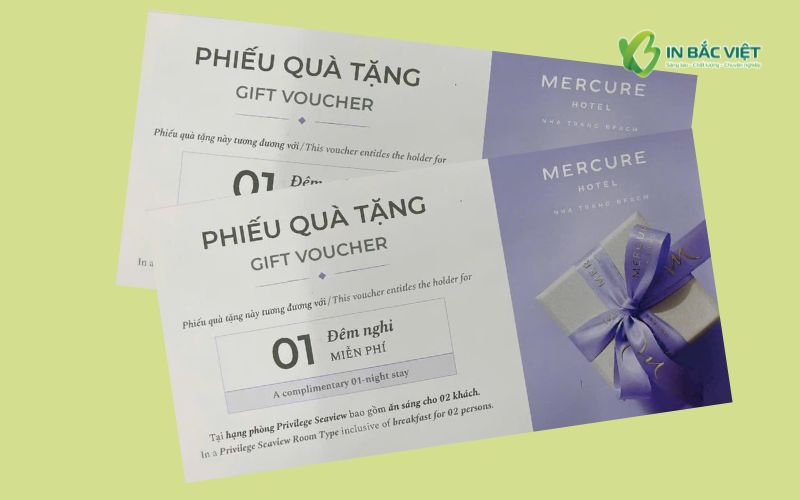 Mẫu gift voucher 1 đêm nghỉ khách sạn Mercure