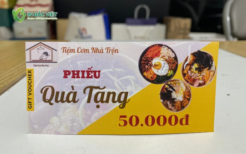 Phiếu quà tặng 50.000đ dành cho khách hàng dùng bữa tại tiệm cơm Nhà Trộn