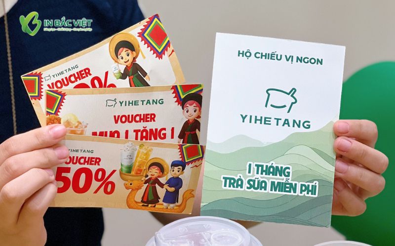 Mẫu voucher trà sữa Yihe Tang thiết kế độc đáo cho chương trình khuyến mãi