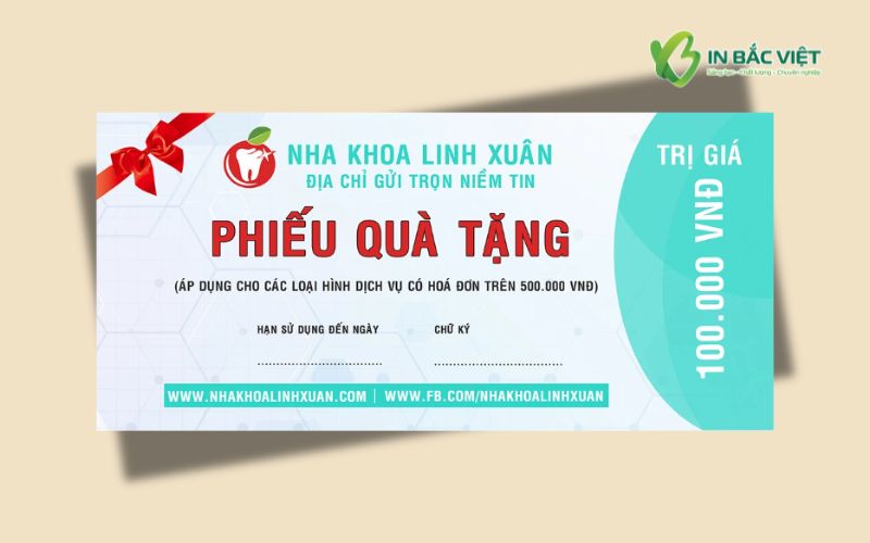 Phiếu quà tặng nha khoa chăm sóc sức khỏe răng miệng