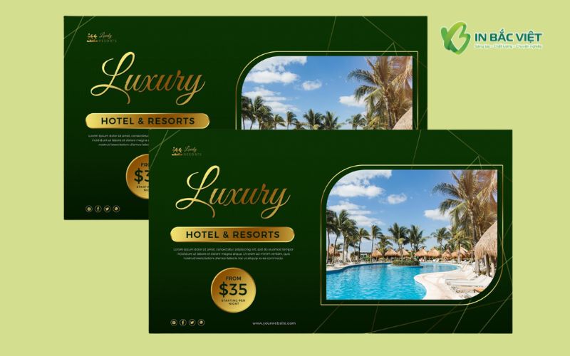 Mẫu thiết kế voucher khách sạn resort cao cấp phong cách hiện đại
