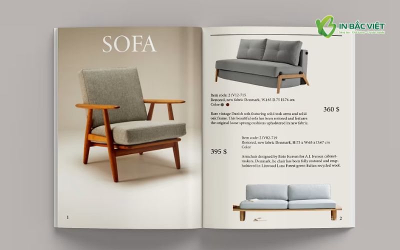 Ấn phẩm giới thiệu sản phẩm sofa nội thất với thiết kế tối giản