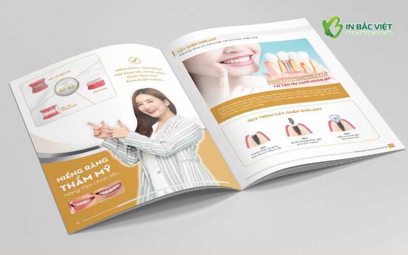 Catalogue nha khoa trình bày dịch vụ khoa học, tạo cảm giác tin cậy