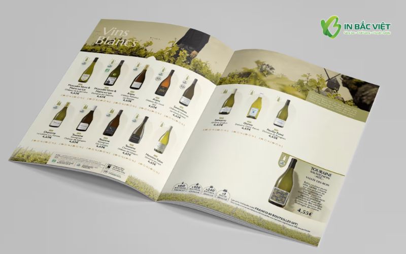 Catalogue rượu trình bày sản phẩm chi tiết