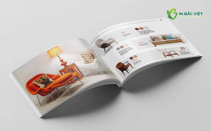 Catalogue nội thất khổ ngang A4 đóng keo gáy