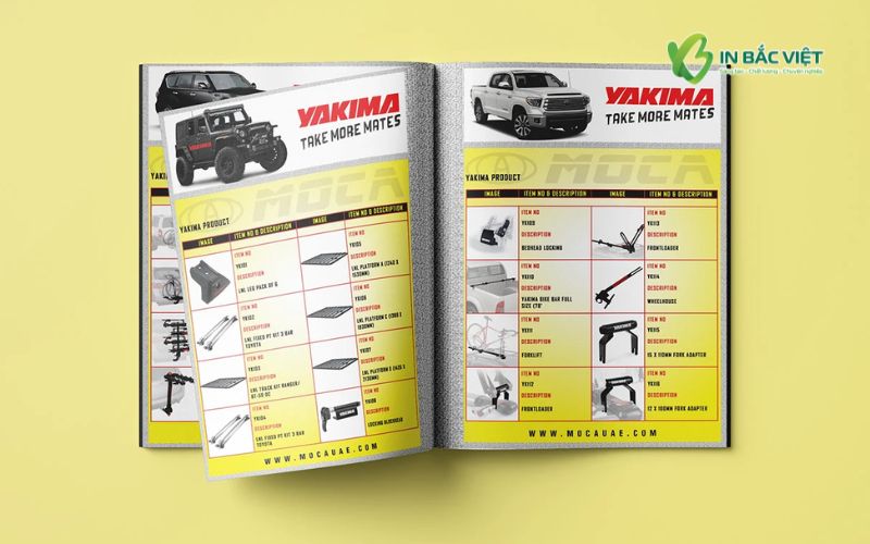 Mẫu catalogue phụ kiện ô tô trình bày danh mục sản phẩm rõ ràng, hỗ trợ tư vấn và giới thiệu thiết bị đi kèm