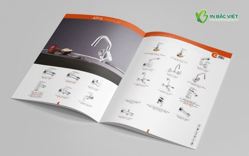 Ấn phẩm giới thiệu sản phẩm gia dụng nhà bếp bố cục dạng lưới dễ xem